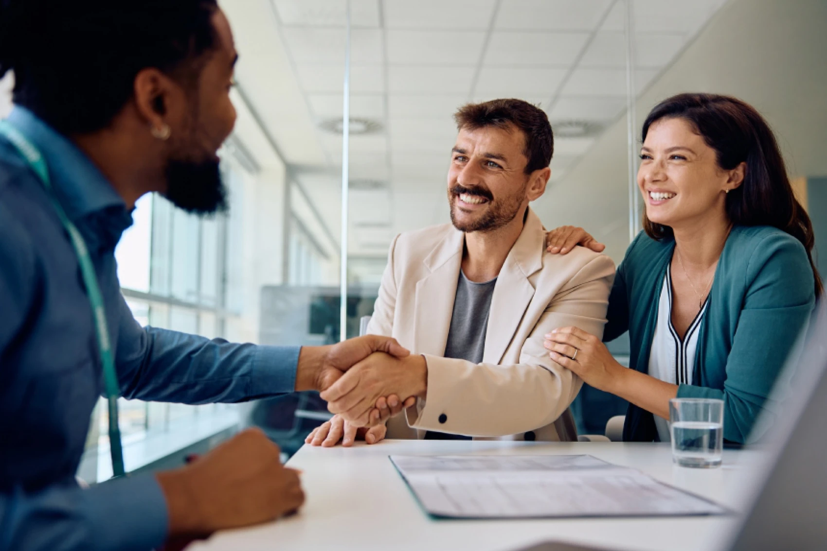 Couple meeting with business professional